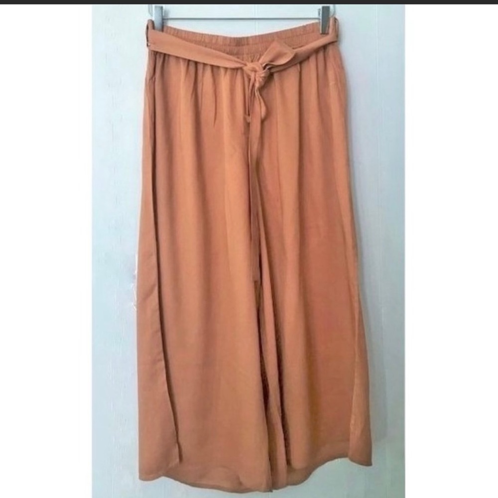 FOREVER 21 AMBER RAYON CROPPED CULOTTES PULL-ON PANTS L NWT